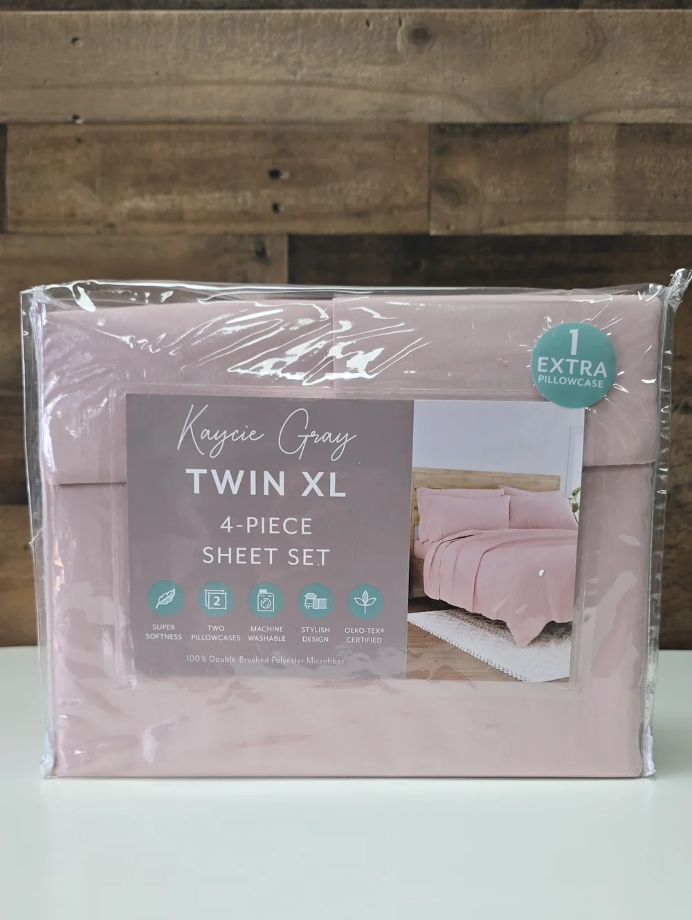 Twin XL 4-Piece Sheet Set in Blush Pink